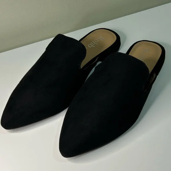 Rohb by Joyce Azria Black Suede Pointed Toe Mules Size 6.5 - Picture 1 of 8